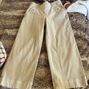 Spanx Wide-Leg Tan Pants cropped size small.